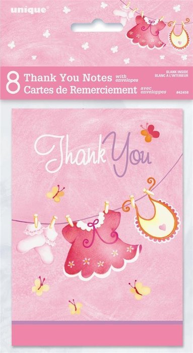 Cardboard Pink Clothesline Girl Baby Shower Cake Bunting Topper N14