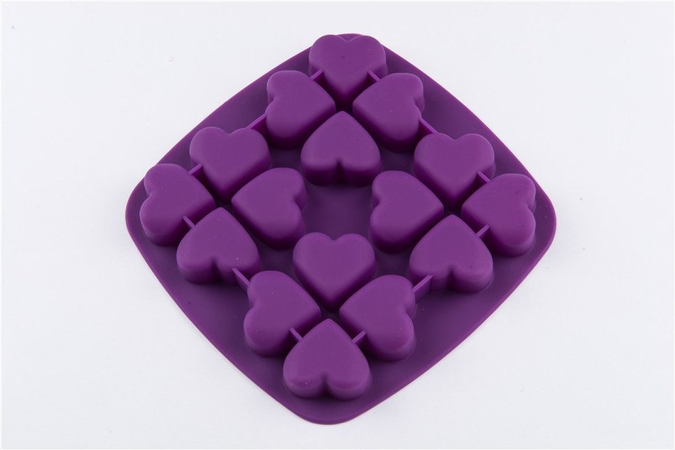 16 Cavity Heart Shape Silicone Handmade DIY Cake Chocolate Jello Mold for Wedding N2