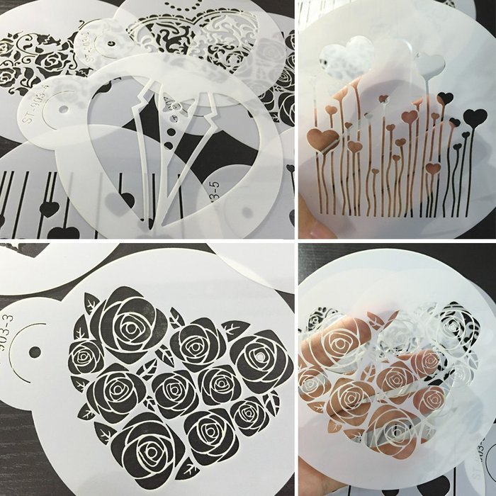 ART Kitchenware 6pcs/set Wedding Cookie Stencil Set (Suits,Dress,Heart,Roses) Fondant Cake Stenciling Sugarcraft... N4
