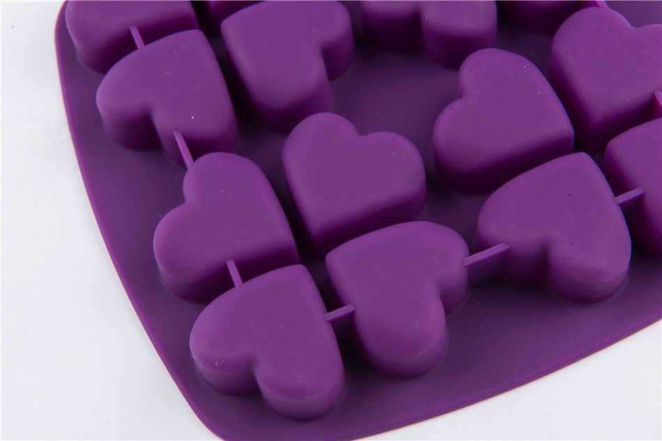 16 Cavity Heart Shape Silicone Handmade DIY Cake Chocolate Jello Mold for Wedding N3