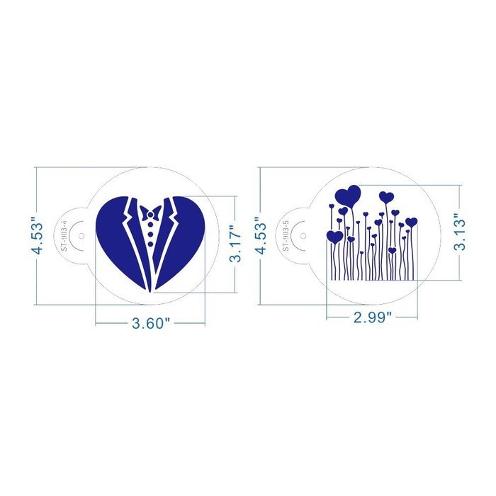 ART Kitchenware 6pcs/set Wedding Cookie Stencil Set (Suits,Dress,Heart,Roses) Fondant Cake Stenciling Sugarcraft... N5