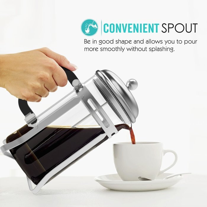 Classic French Press, Nuovoware 0.88 Quart Triple Filter French Press / Coffee & Tea Maker Complete Bundle, Heat... N8