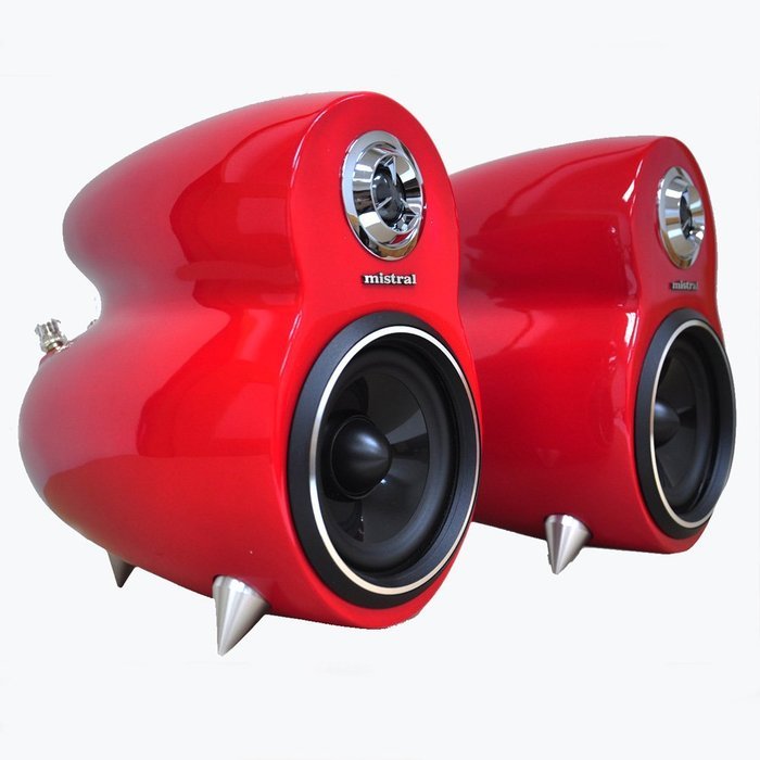Mistral DT-307S 6 Ohms 30W x 2 Hifi Bookshelf Speakers - Red N3