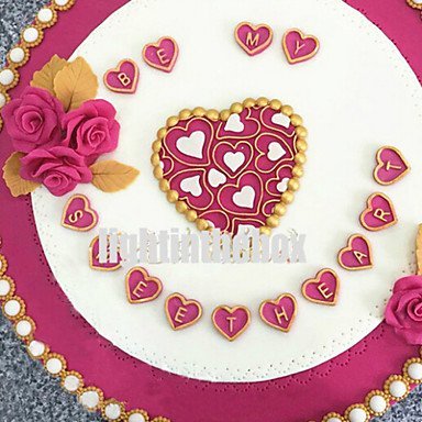 Sher 28 in 1 26 English Letter Valentine Heart Shape DIY Silicone Chocolate Pudding Sugar Cake Mold N4