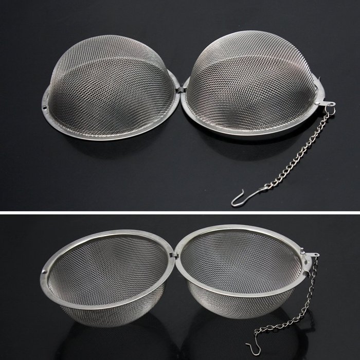Reusable Stainless Steel Round Ball Locking Spice Tea Strainer Mesh (9CM) N4