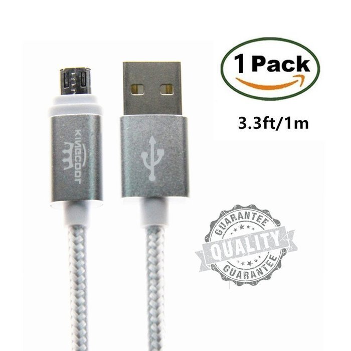 KingCool Micro USB Charge Cable 3 Pack 3.3 ft/1m Durable Braided Nylon V8 High Speed USB Data Transfer Cable Data... N12
