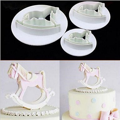 Sher Whirligig Wooden Horse Fondant Cake Cutter Mould Cookies Cutters Sugarcraft Decor,Set of 3 N2