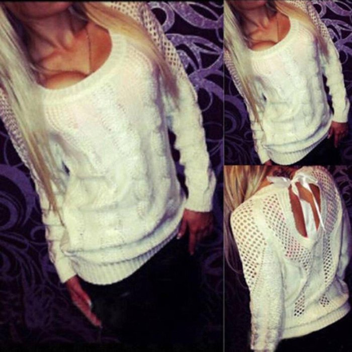 Backless Knitwear Outwear,Morecome Women Long Sleeve Loose Cardigan Knitted Sweater (XL)