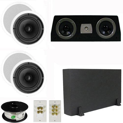 Theater Solutions 5.1 Home Theater 6.5" Speakers Set with Center, 8" Powered Sub and More TS65CC51SET1