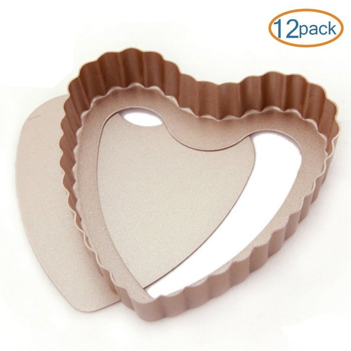 LOHOME Quiche Pan, Set of 12 PCS Bakeware Nonstick Tart/Quiche Pans Cupcakes Torte Souffle Cheesecake Egg Tart... N5