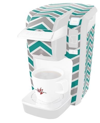 Zig Zag Teal and Gray - Decal Style Vinyl Skin fits Keurig K10 Mini Plus Coffee Makers (KEURIG NOT INCLUDED) N3