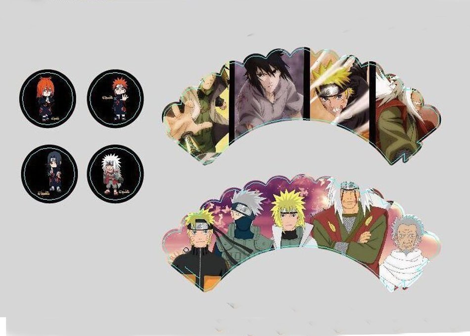 Efivs Arts 12pcs Naruto Decorative Cake Toppers Muffin Cupcake Decorating Mold Tools Set