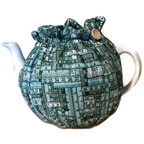 Teapot Cozy blue teal measuring tape for 5-8 cup teapot #346 N2