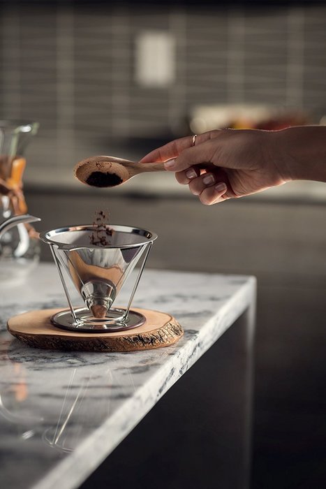 OmBrew Eco-Friendly Pour Over Stainless Steel Reusable Coffee Dripper with Separating Stand -Bundle with Dial... N6