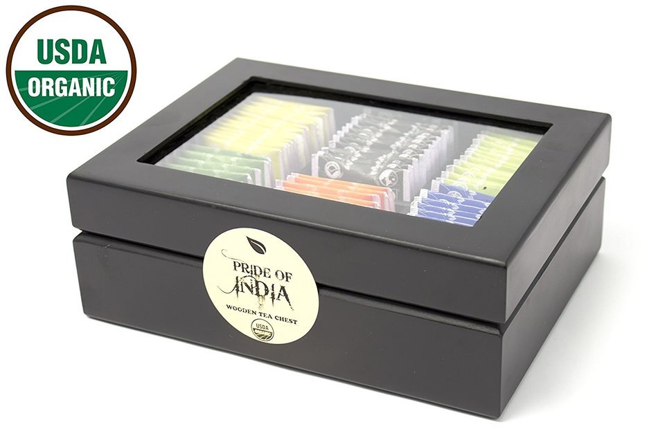Wooden 6 Chamber Tea Bag Chest by Pride Of India