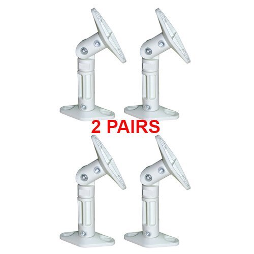 Cmple - White Universal Tilting Wall and Ceiling Brackets for Satellite Speakers - 2 Pairs