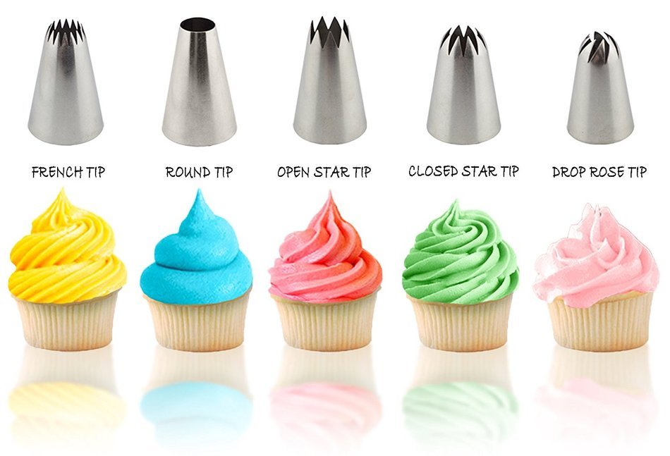 Cupcake Decorating Kit - Easy Cake Decorating Tip Set - X-Large Stainless Steel Tips & Pastry Icing Bags - Extra... N3