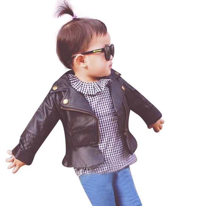Kid'Coat,Laimeng Child Kid Baby Fashion Infant Leather Jacket Zipper Hooded Coats Outwear Coat (80, Black) N5