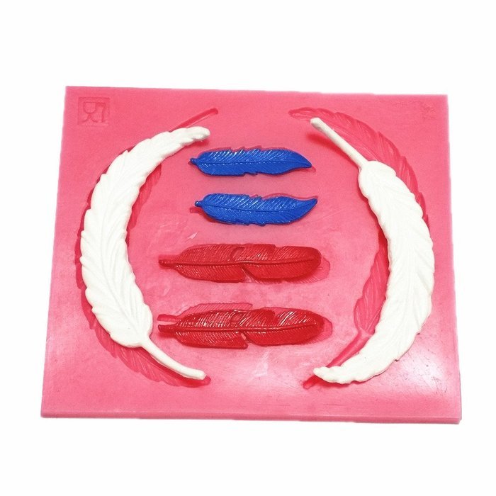 Yunko 6 Feathers Shape Sugarcraft Silicone Cnady Fondant Chocolate Candy Mold Cake Decorating Mold