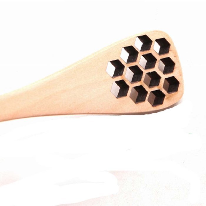 XH&reg; 4pcs Hand-made Solid Wood Honey Mixing Bar Carved Hollow-out Spoon 7"x1" (Honey Dippers) N4