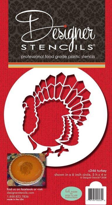 Designer Stencils C346 Thanksgiving Turkey Cake Stencil, Beige/semi-transparent