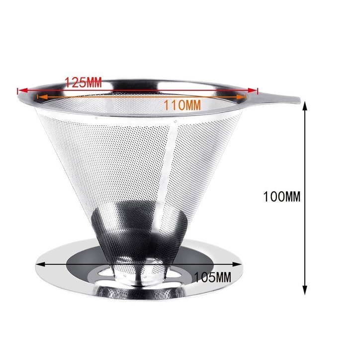 Jiyaru Stainless Steel Pour Over Coffee Cone Dripper With Cup Stand- Perfect for Manual Brewing - Ultra Fine Micro... N2