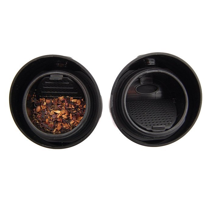 Casaware Trio Tea Infuser - Filter - Travel Tumbler with 2-way Leaf Compartment 12 Ounce (Black) N4