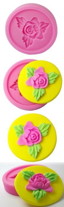 FOUR-C Silicone Cupcake Top Mold Flower Fondant Mould Color Pink N2