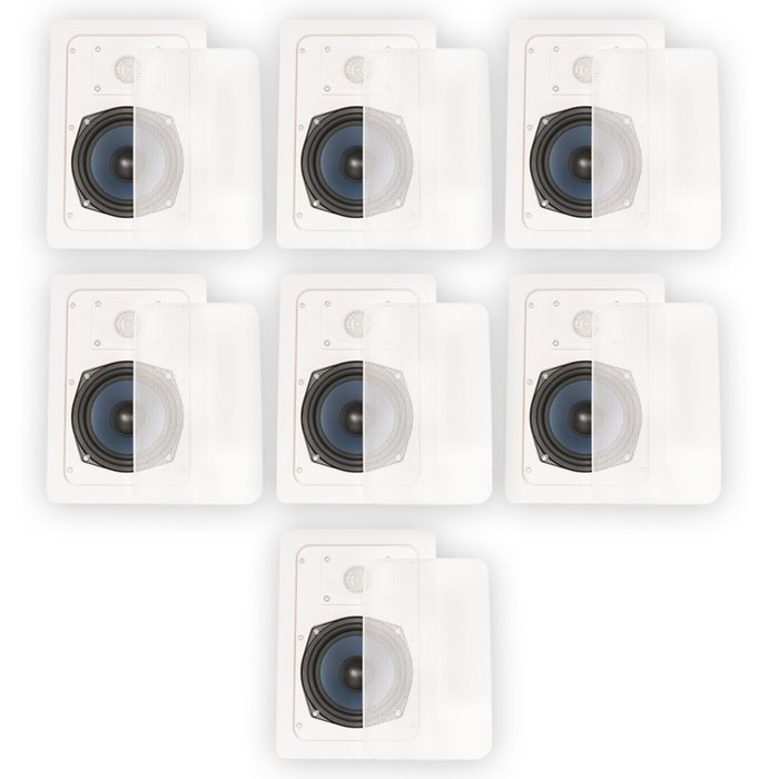 Blue Octave LW52 In Wall Speakers Home Theater Surround Sound 2-Way 7 Speaker Set