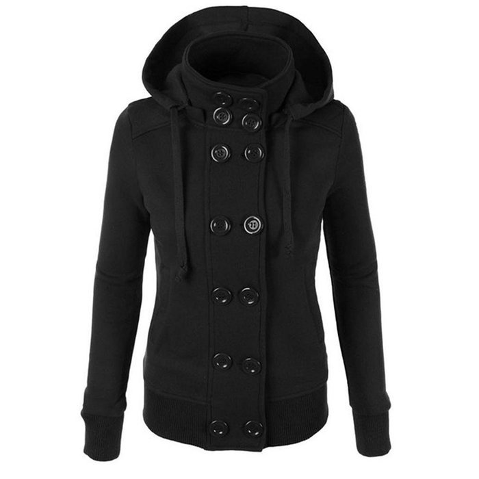 Outwear,Morecome Winter Women Warm Double-breasted Hooded Slim Jacket N4