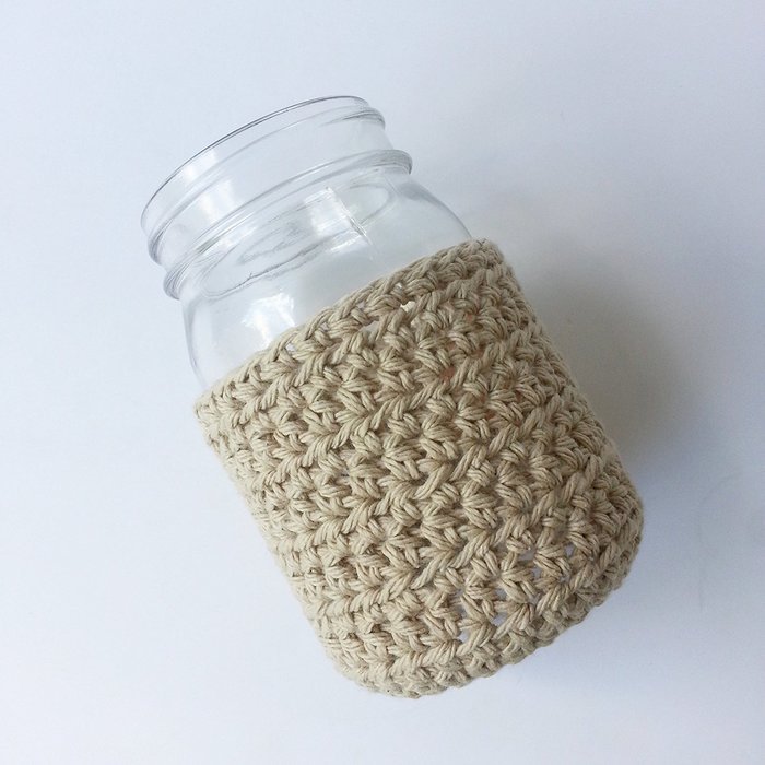 Mason Jar Cover Pint Size Cotton Beige N3