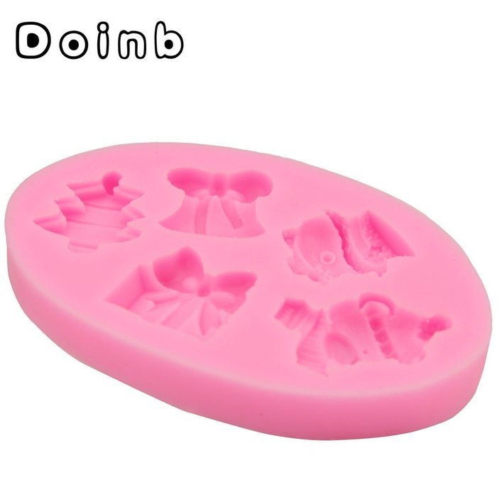 Doinb Christmas Trees Santa Claus Snowman Deer FDA Silicone Fondant Molds Outer Size 7.3x7.3x1.2cm GJM-2800 N19