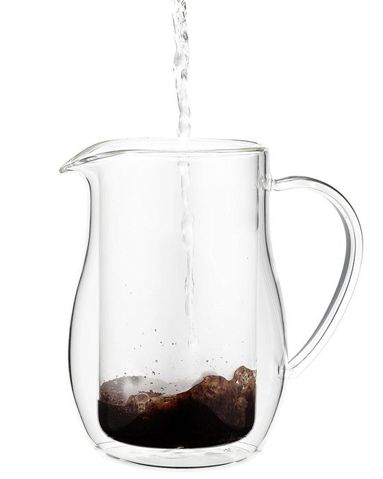 Osaka Cafetiere 6 Cup (27 oz) Double-Walled Borosilicate Glass, Coffee and Tea French Press, with Wood Lid "Zenrin-Ji" N7