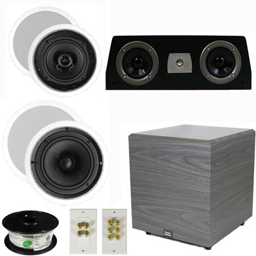 Theater Solutions 5.1 Home Theater 4 Speaker Set with Center, 12" Powered Sub and More TS5C6CC51SET6