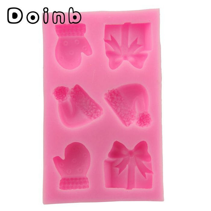Doinb Christmas Trees Santa Claus Snowman Deer FDA Silicone Fondant Molds Outer Size 7.3x7.3x1.2cm GJM-2800 N24