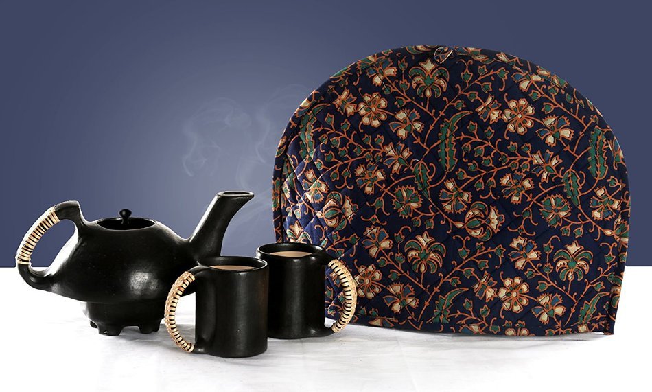 Blue Tea Cosy Cotton 15x11 Tea Cozy Printed Floral By Rajrang N8