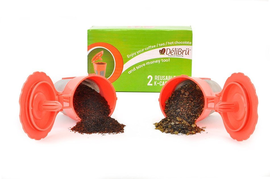 Delibru Reusable K-Carafe 2pcs Fits Perfectly for Keurig 2.0 Machines Refillable Coffee Cups Compatible to 2.0... N5