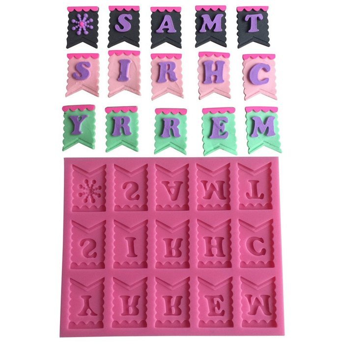 FLY Banner With Alphabet Silicone Fondant Cake Mold For Cake Decorating,Pink N7
