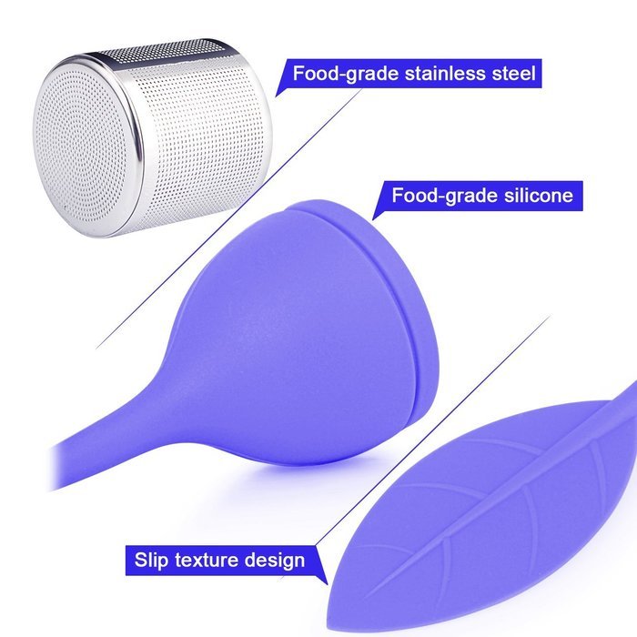 Tea Infuser, MaxMall 4-Pack Silicone Tea Infuser Handle Stainless Steel Strainer&nbsp;filter Infuser&nbsp;with Drip Tray... N6
