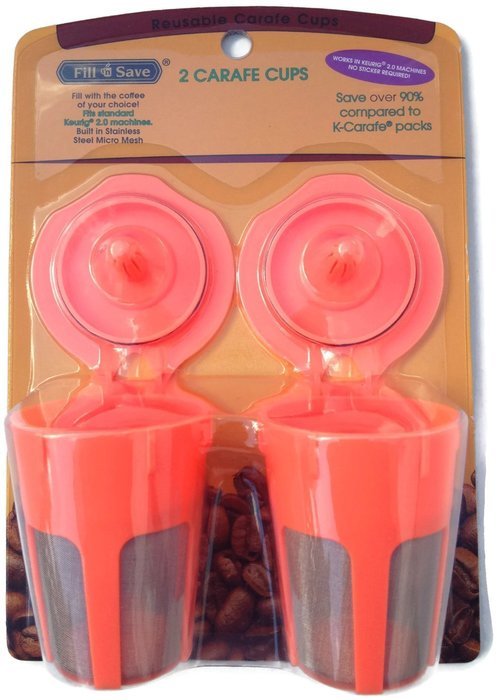 Fill N Save 2 Pack Reusable Carafe K-Cups. Reusable coffee filter for the Keurig 2.0, K200, K300, K400, K500 Series... N5