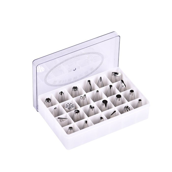 Newlemo Stainless Steel Nozzles Set of 24 Piping Nozzles Cake Decorating Tips Sets with 1 Medium Reusable Pastry... N3