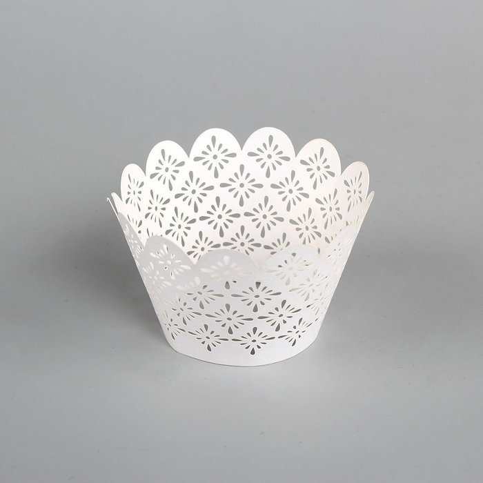 60 Pcs Laser Cut White Pearly Paper Garden Cupcake Wrappers Wraps Cases Wedding Birthday Party Decorations N6
