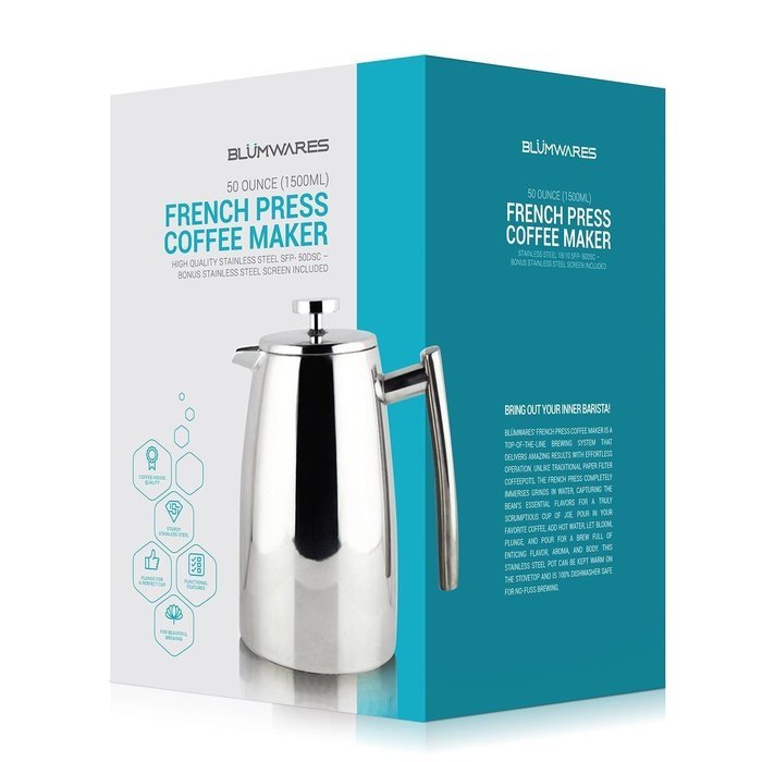 12 Cup 18/10 Stainless Steel French Press Coffee Maker | Screen Included |