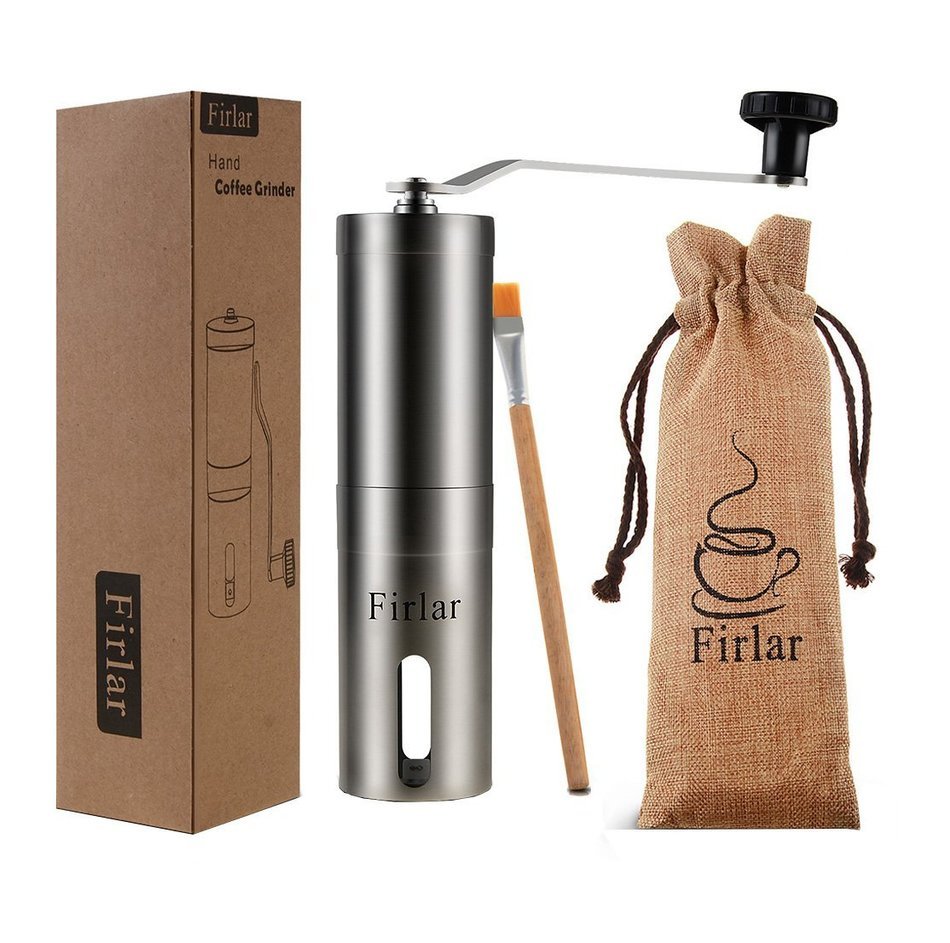 Firlar Premium Manual Coffee Grinder Stainless Steel Body Adjustable Ceramic Conical Burr Hand Crank Mill Grinds... N8