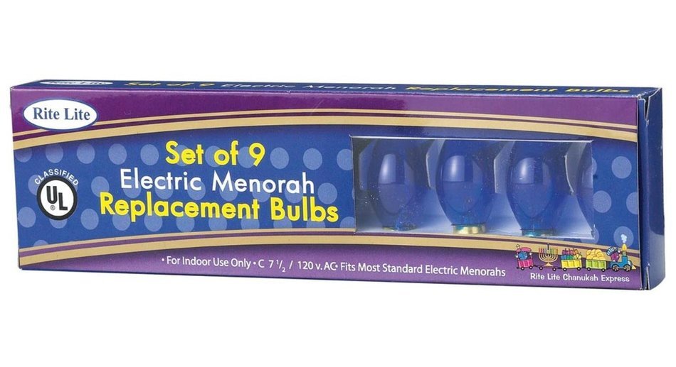 9ct Blue C7 1/2 Electric Hanukkah Menorah Glass Replacement Bulbs