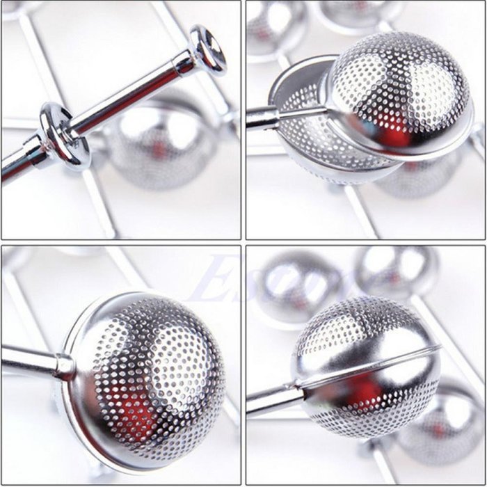 MAXGOODS Fine Metal Ball Push Tea Leaf Herbal Lock Infuser Teaspoon Strainer Spice Filter N4