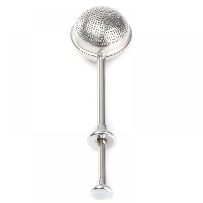MAXGOODS Fine Metal Ball Push Tea Leaf Herbal Lock Infuser Teaspoon Strainer Spice Filter N5