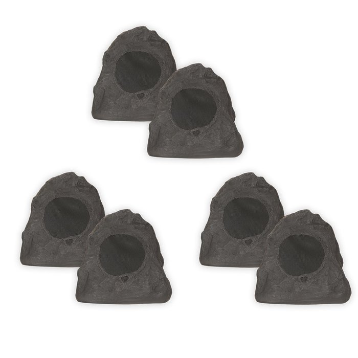 Theater Solutions 6R4L Outdoor Lava Rock 6 Speaker Set for Deck Pool Spa Patio Garden