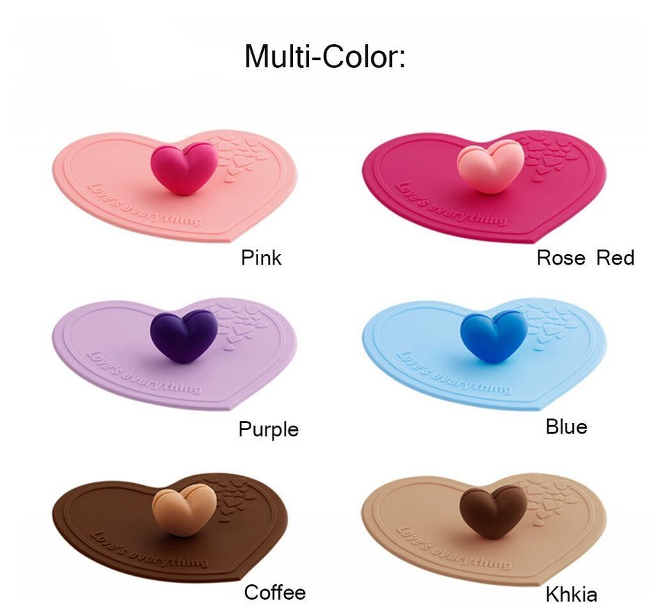 ME.FAN&trade; Silicone Anti-dust Glass Cup Cover - Love Is Everything Silicone Cup Lids - Mug Drink Cover/Spoon Holder... N3