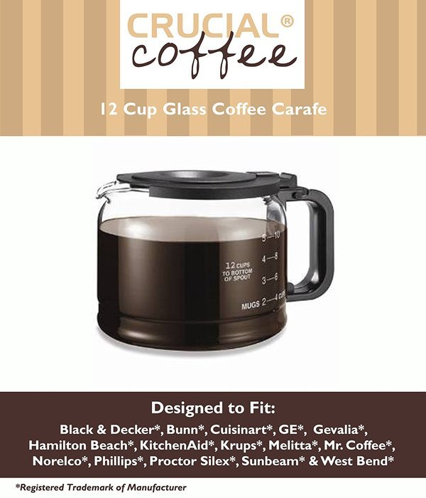 Universal Fit 12 Cup Glass Coffee Carafe, Fits Black & Decker DCM1200 & DCM1350, Hamilton Beach 49121, Mr. Coffee...